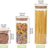 LEAVES AND TREES Y Stackable Kitchen Canisters Set, Pack of 5 Clear Glass Food Storage Jars Containers - Image 2