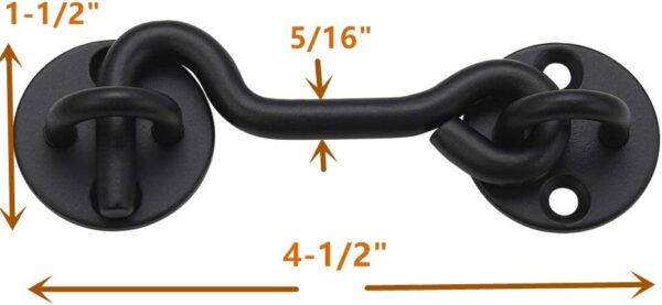 Raswik 4 Privacy Hook and Eye Latch Easy Lock for Barn Door, Black - Image 6