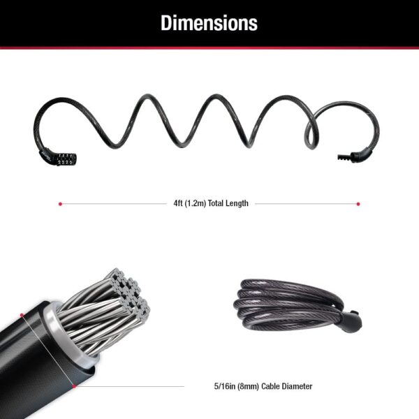 Master Lock Bike Lock Cable, Combination Bicycle Lock - Image 2