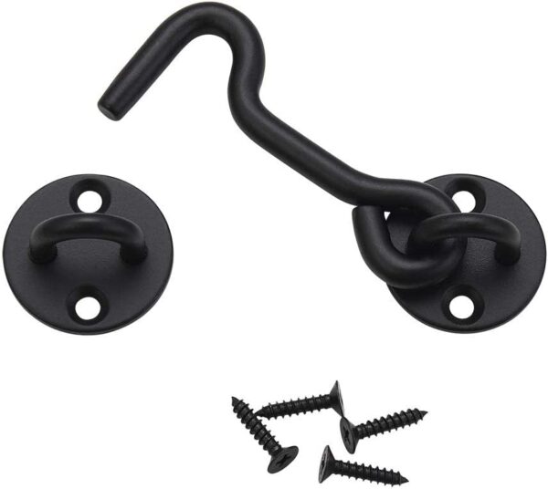 Raswik 4 Privacy Hook and Eye Latch Easy Lock for Barn Door, Black - Image 5