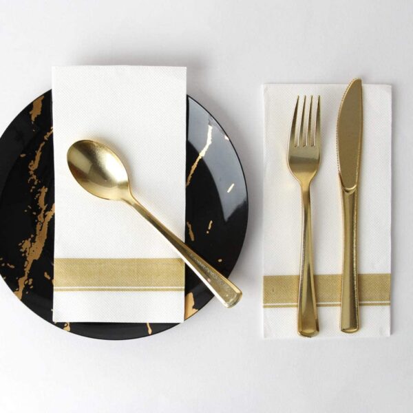 Paper Dinner Napkins | Gold Border | 50 Pcs - Image 4