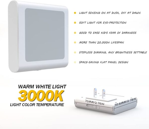 MAZ-TEK Plug in Dimmable Led Night Light with Auto Dusk to Dawn Sensor, Soft Warm White Nightlights for Hallway,Bedroom - Image 6