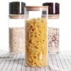LEAVES AND TREES Y Stackable Kitchen Canisters Set, Pack of 5 Clear Glass Food Storage Jars Containers - Image 3