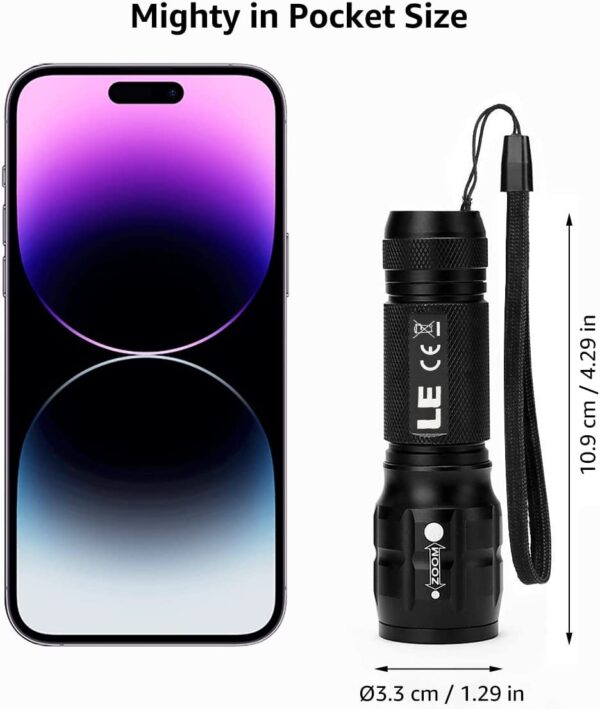 LE LED Flashlights LE1000 High Lumens, Bright Small Flashlight, Zoomable, Waterproof, Adjustable Brightness Flash Light for Outdoor - Image 3