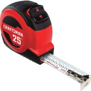 CRAFTSMAN Tape Measure, 25 feet, Retraction Control and Self-Lock, Rubber Grip