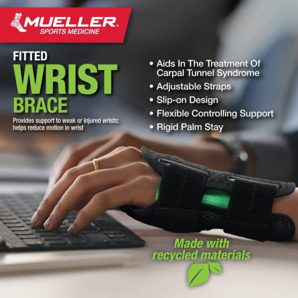 Mueller Sports Medicine Green Fitted Wrist Brace, For Men and Women, Right Hand - Image 5