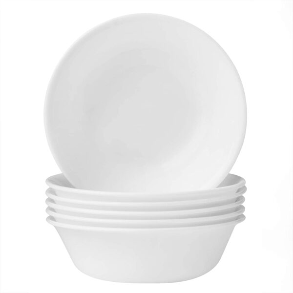 Corelle Cereal Bowl Set for 6 | 18 Ounce Reusable Soup Bowls in Winter Frost White | Triple Layer Strong Glass is Eco-Friendly