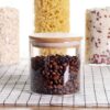 LEAVES AND TREES Y Stackable Kitchen Canisters Set, Pack of 5 Clear Glass Food Storage Jars Containers - Image 5