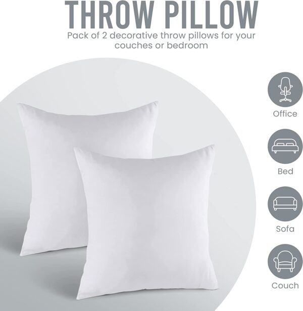 Utopia Bedding Throw Pillows Insert (Pack of 2, White) - Image 3