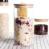 LEAVES AND TREES Y Stackable Kitchen Canisters Set, Pack of 5 Clear Glass Food Storage Jars Containers - Image 4