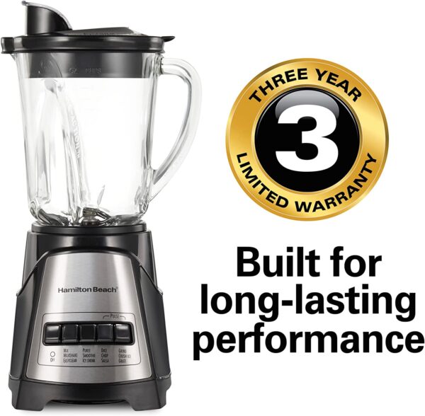 Hamilton Beach Power Elite Wave Action Blender-for Shakes and Smoothies, Puree, Crush Ice, 40 Oz Glass Jar - Image 7
