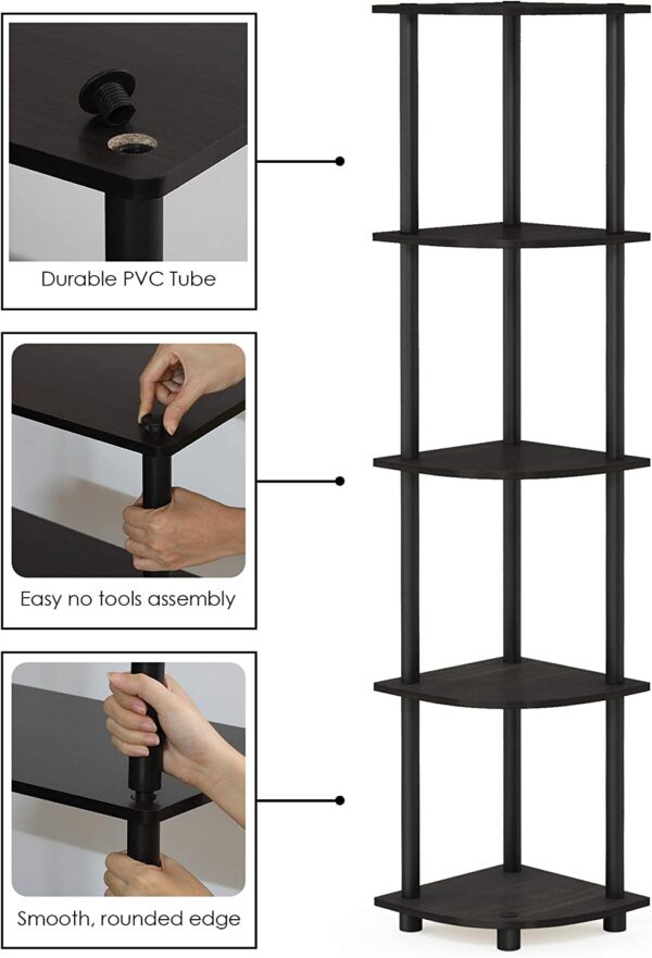 Furinno Turn-N-Tube 5 Tier Corner Display Rack Multipurpose Shelving Unit - Image 3