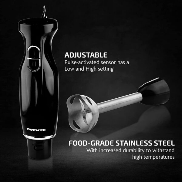 Ovente Electric Immersion Hand Blender 300 Watt 2 Mixing Speed with Stainless Steel Blades - Image 6