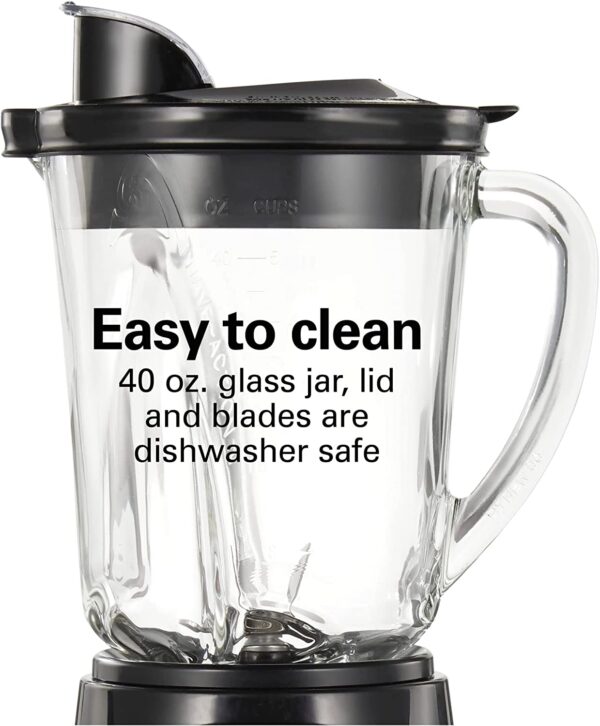 Hamilton Beach Power Elite Wave Action Blender-for Shakes and Smoothies, Puree, Crush Ice, 40 Oz Glass Jar - Image 6
