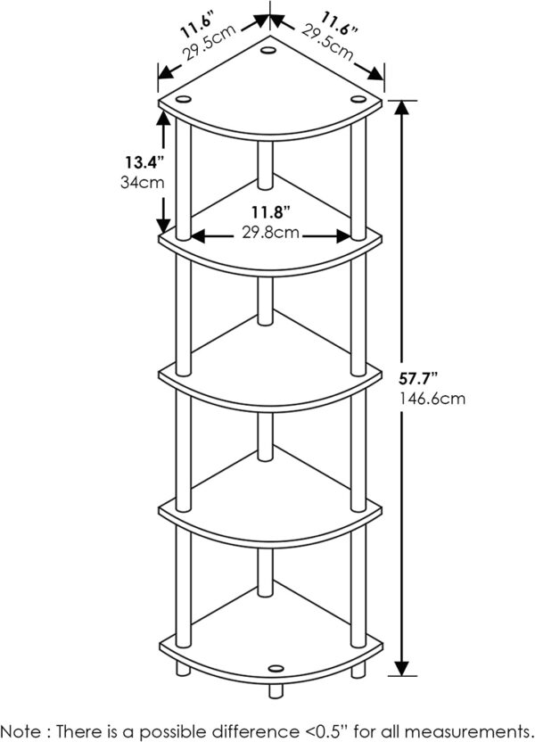 Furinno Turn-N-Tube 5 Tier Corner Display Rack Multipurpose Shelving Unit - Image 2