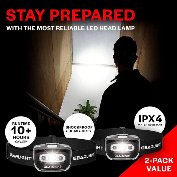 GearLight LED Head Lamp - Pack of 2 Outdoor Flashlight Headlamps - Image 7