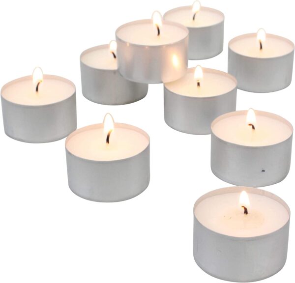 Stonebriar 100 Pack Unscented Tea Light Candles with 6 Hour Extended Burn - Image 3