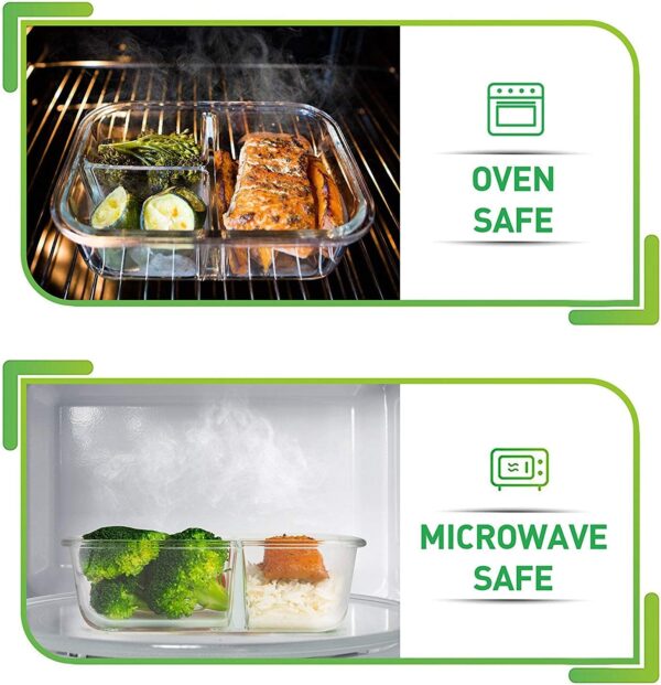 PrepNaturals Glass Meal Prep Containers 3 Compartment - Bento Box Containers Glass Food Storage Containers with Lids - Image 8