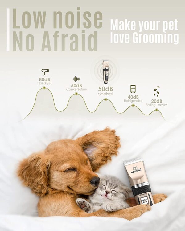 oneisall Dog Shaver Clippers Low Noise Rechargeable Cordless Electric Quiet Hair Clippers - Image 4