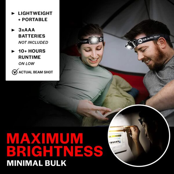 GearLight LED Head Lamp - Pack of 2 Outdoor Flashlight Headlamps - Image 2