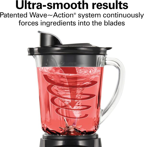 Hamilton Beach Power Elite Wave Action Blender-for Shakes and Smoothies, Puree, Crush Ice, 40 Oz Glass Jar - Image 3