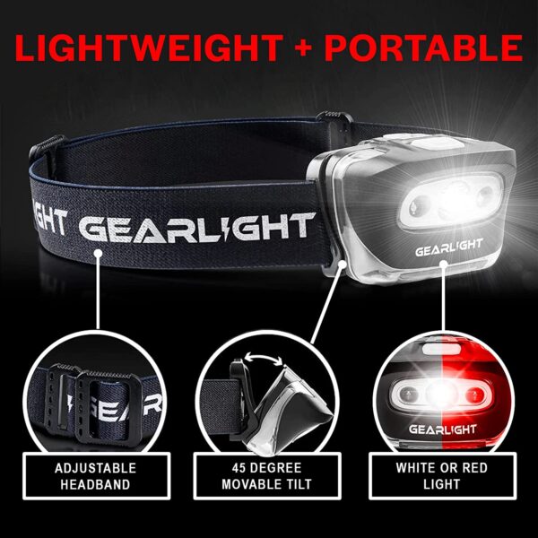 GearLight LED Head Lamp - Pack of 2 Outdoor Flashlight Headlamps - Image 3