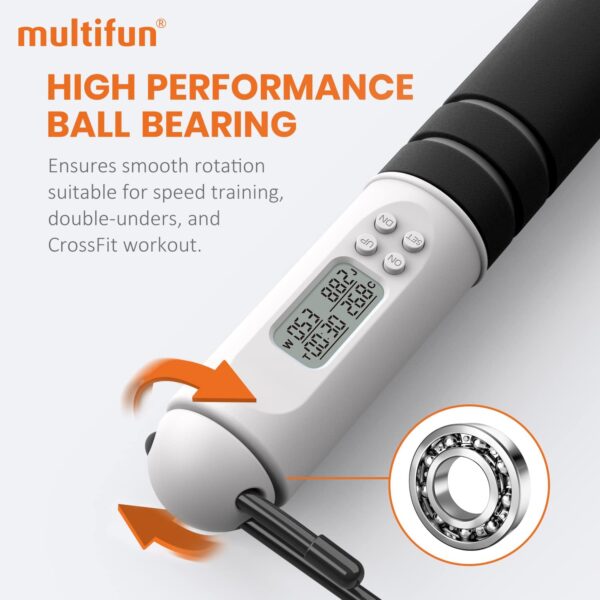Jump Rope, multifun Speed Skipping Rope with Calorie Counter, Adjustable Digital Counting Jump Rope with Ball Bearings and Alarm Reminder for Fitness - Image 3