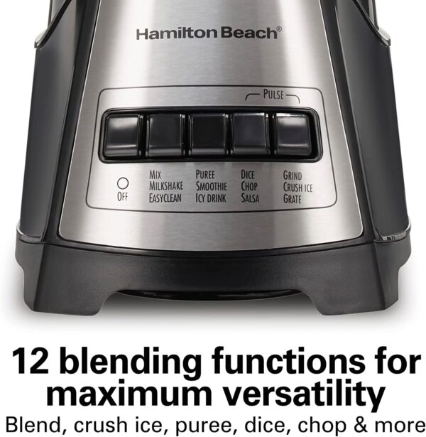 Hamilton Beach Power Elite Wave Action Blender-for Shakes and Smoothies, Puree, Crush Ice, 40 Oz Glass Jar - Image 5