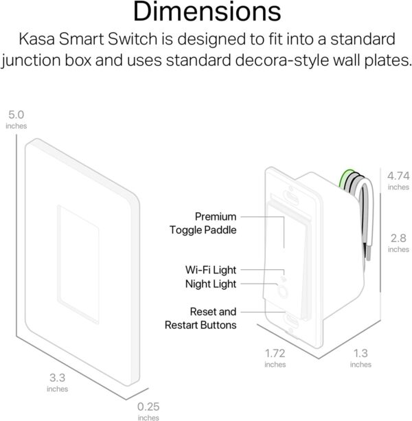 Kasa Smart Light Switch HS200, Single Pole, Needs Neutral Wire, 2.4GHz Wi-Fi Light Switch Works with Alexa and Google Home - Image 5