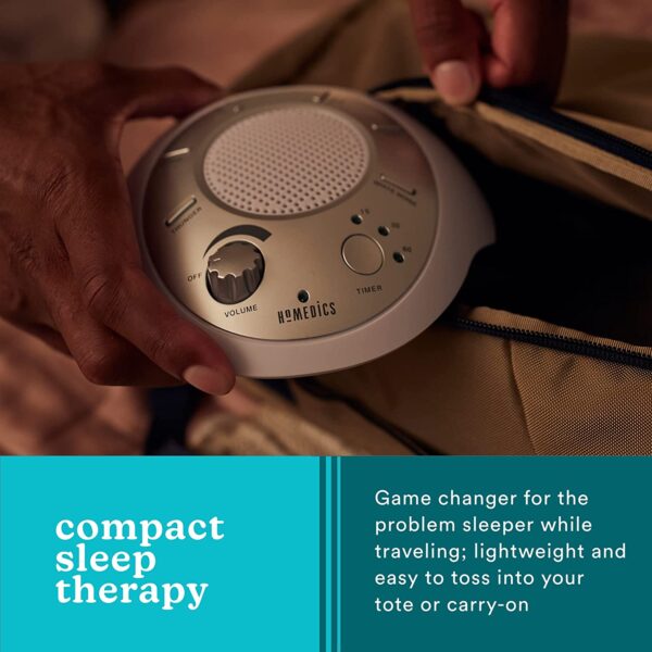 Homedics SoundSleep White Noise Sound Machine, Silver, Small Travel Sound Machine with 6 Relaxing Nature Sounds - Image 5