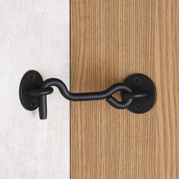 Raswik 4 Privacy Hook and Eye Latch Easy Lock for Barn Door, Black - Image 4