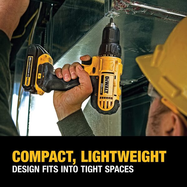 DEWALT 20V Max Cordless Drill / Driver Kit, Compact, 1/2-Inch (DCD771C2), Yellow - Image 6
