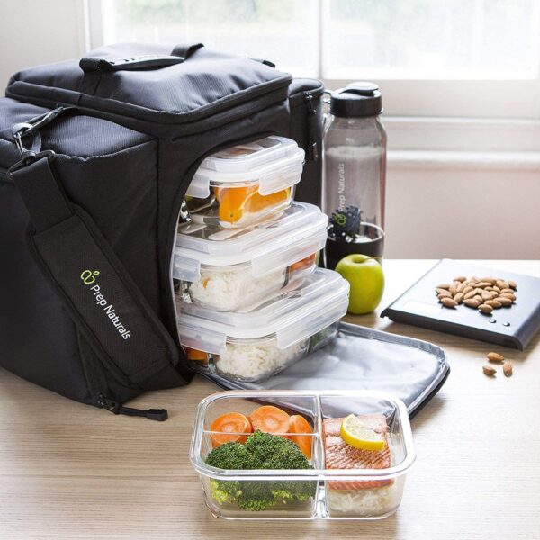 PrepNaturals Glass Meal Prep Containers 3 Compartment - Bento Box Containers Glass Food Storage Containers with Lids - Image 7
