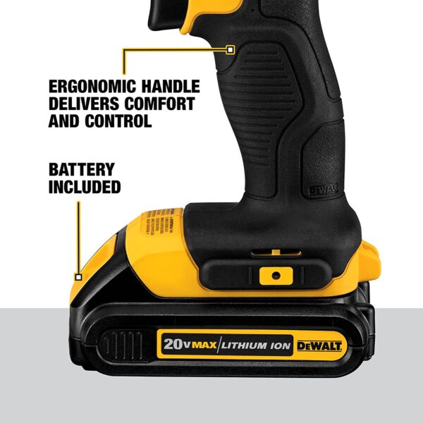 DEWALT 20V Max Cordless Drill / Driver Kit, Compact, 1/2-Inch (DCD771C2), Yellow - Image 2
