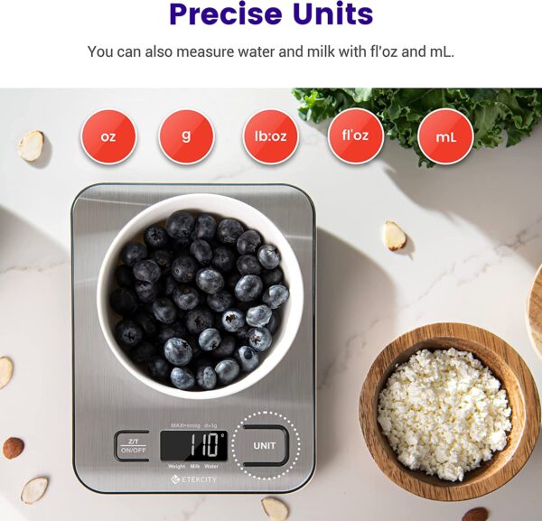 Etekcity Food Kitchen Scale, Digital Grams and Ounces for Weight Loss, Baking, Cooking, Keto and Meal Prep, LCD Display, Medium - Image 4