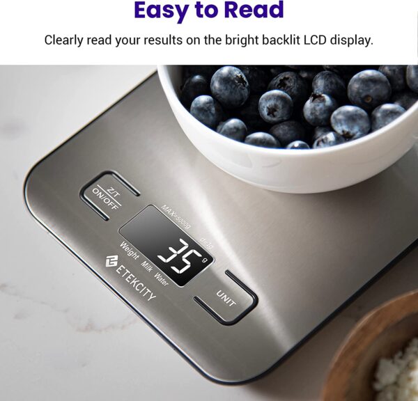 Etekcity Food Kitchen Scale, Digital Grams and Ounces for Weight Loss, Baking, Cooking, Keto and Meal Prep, LCD Display, Medium - Image 6