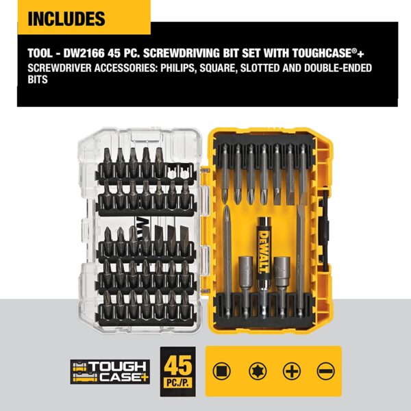DEWALT Screwdriver Bit Set with Tough Case, 45-Piece - Image 5