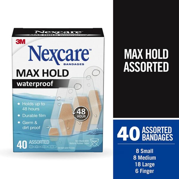 Nexcare Max Hold Waterproof Bandages, Contours To Hard-To-Fit Places - Image 2