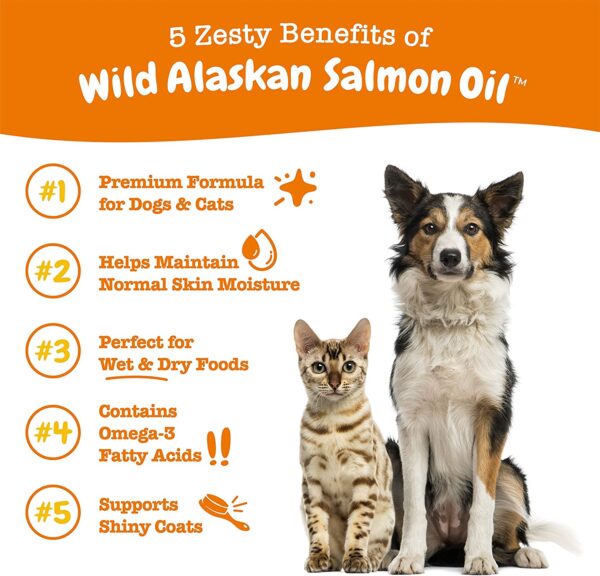 Pure Wild Alaskan Salmon Oil for Dogs & Cats - Omega 3 Skin & Coat Support - Liquid Food Supplement for Pets - Image 4