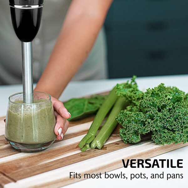 Ovente Electric Immersion Hand Blender 300 Watt 2 Mixing Speed with Stainless Steel Blades - Image 3