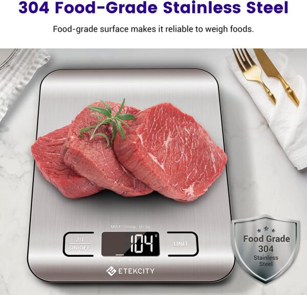 Etekcity Food Kitchen Scale, Digital Grams and Ounces for Weight Loss, Baking, Cooking, Keto and Meal Prep, LCD Display, Medium - Image 5