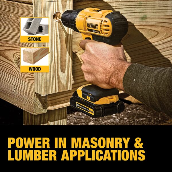 DEWALT 20V Max Cordless Drill / Driver Kit, Compact, 1/2-Inch (DCD771C2), Yellow - Image 5