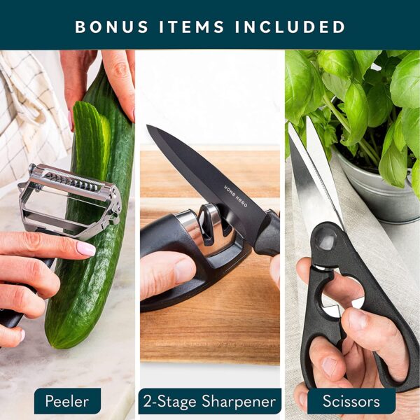 Home Hero Kitchen Knife Set, Steak Knife Set & Kitchen Utility Knives - Ultra-Sharp High Carbon Stainless Steel Knives - Image 5