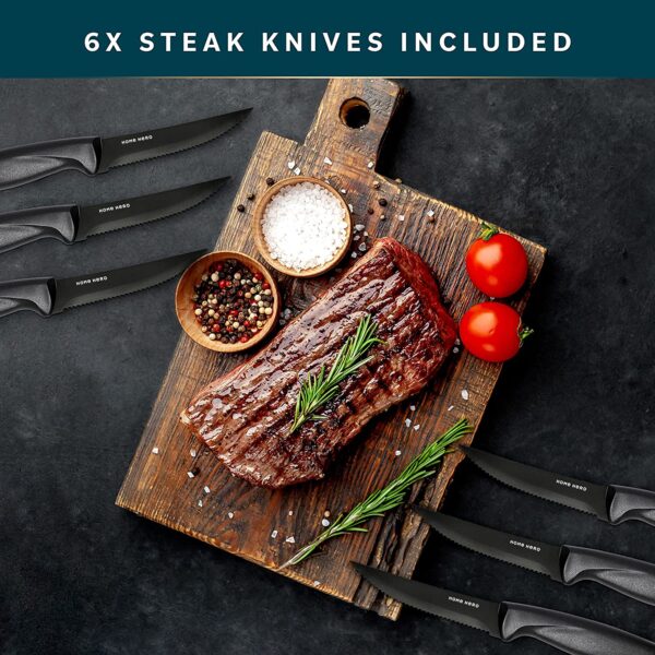 Home Hero Kitchen Knife Set, Steak Knife Set & Kitchen Utility Knives - Ultra-Sharp High Carbon Stainless Steel Knives - Image 4