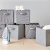 Basics Collapsible Fabric Storage Cubes Organizer with Handles, 10.5"x10.5"x11", Grey - Pack of 6 - Image 4