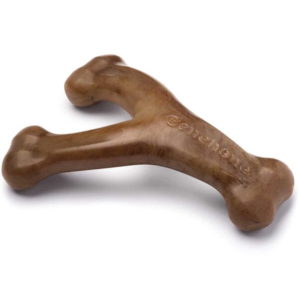 Benebone Wishbone Durable Dog Chew Toy for Aggressive Chewers, Real Bacon