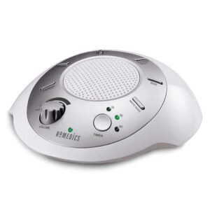 Homedics SoundSleep White Noise Sound Machine, Silver, Small Travel Sound Machine with 6 Relaxing Nature Sounds