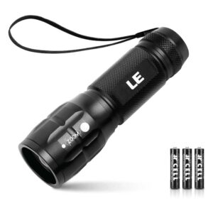 LE LED Flashlights LE1000 High Lumens, Bright Small Flashlight, Zoomable, Waterproof, Adjustable Brightness Flash Light for Outdoor