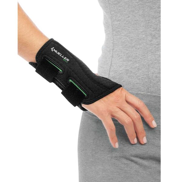 Mueller Sports Medicine Green Fitted Wrist Brace, For Men and Women, Right Hand