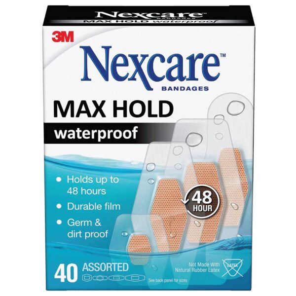 Nexcare Max Hold Waterproof Bandages, Contours To Hard-To-Fit Places
